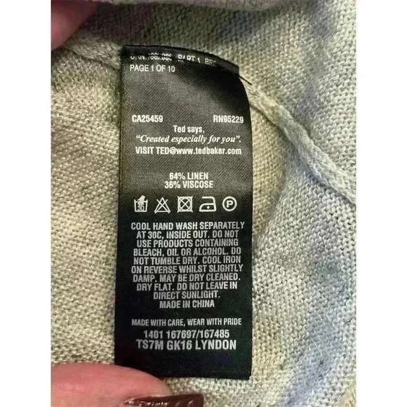 Ted Baker Women's Quilted Gray Long Sleeve Crew Neck Top Size 5 - Picture 4 of 6